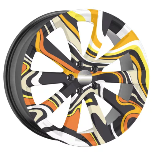 4 db-os kültéri nyomtatott fólia készlet EcoSolventtel, öntapadós, autófelnik díszítésére, átmérő 60 cm, FJT-21 modell