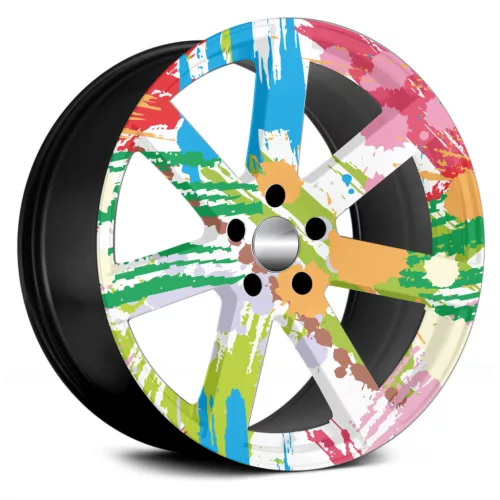 4 db-os kültéri nyomtatott fólia készlet EcoSolventtel, öntapadós, autófelnik díszítésére, átmérő 60 cm, FJT-33 modell