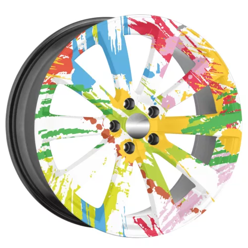 4 db-os kültéri nyomtatott fólia készlet EcoSolventtel, öntapadós, autófelnik díszítésére, átmérő 60 cm, FJT-33 modell