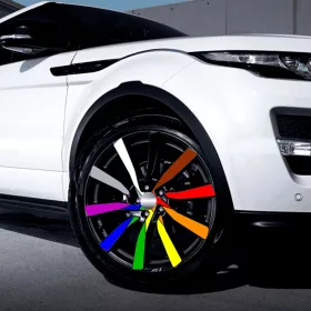   Set 4 Folii Imprimate Outdoor cu EcoSolvent, autoadezive, pentru decorarea jantelor auto, dimetru 60 cm, model FJT-35