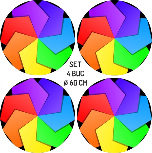 4 db-os kültéri nyomtatott fólia készlet EcoSolventtel, öntapadós, autófelnik díszítésére, átmérő 60 cm, FJT-36 modell