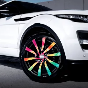   4 db-os kültéri nyomtatott fólia készlet EcoSolventtel, öntapadós, autófelnik díszítésére, átmérő 60 cm, FJT-39 modell