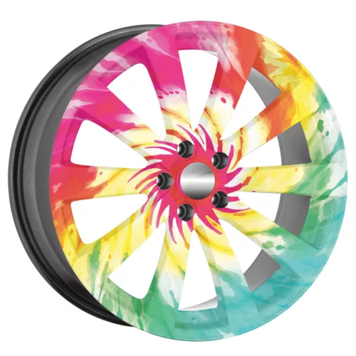 4 db-os kültéri nyomtatott fólia készlet EcoSolventtel, öntapadós, autófelnik díszítésére, átmérő 60 cm, FJT-39 modell