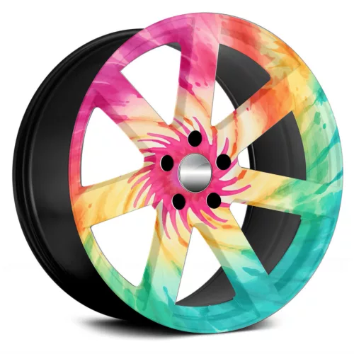 4 db-os kültéri nyomtatott fólia készlet EcoSolventtel, öntapadós, autófelnik díszítésére, átmérő 60 cm, FJT-39 modell