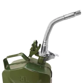   Kivehető fém tölcsér 5, 10 és 20 literes kannákhoz, acélból, flexibilis csatlakozóval