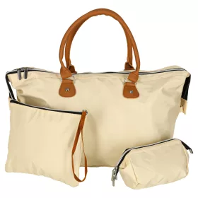   Set 3 piese, geanta de calatorie multifunctionala pentru carucior, set culoare bej, pentru mamici