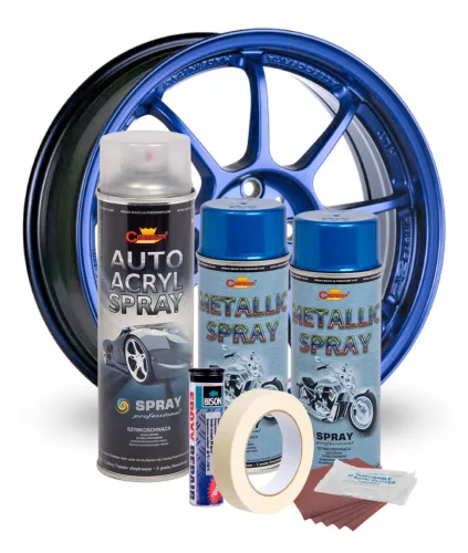Komplettes Felgenreparatur- und Lackierset in Metallic-Blau, V2