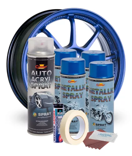 Komplettes Felgenreparatur- und Lackierset in Metallic-Blau, V4