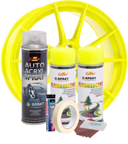 Komplettes Felgenreparatur- und Lackierset, fluoreszierendes Gelb, V2