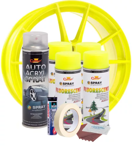 Komplettes Felgenreparatur- und Lackierset, fluoreszierendes Gelb, V4
