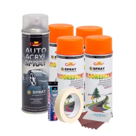   Komplettes Felgenreparatur- und Lackierset, fluoreszierendes Orange, V4