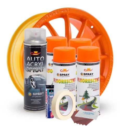 Komplettes Felgenreparatur- und Lackierset, fluoreszierendes Orange, V4
