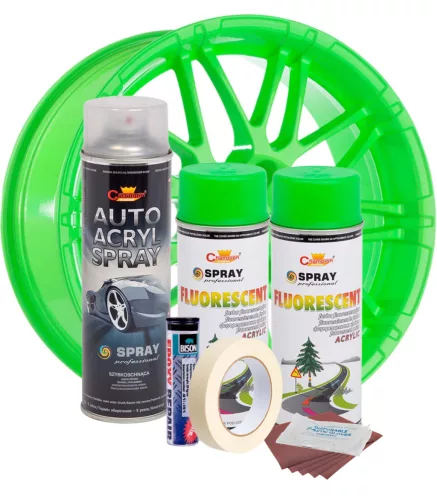 Komplettes Felgenreparatur- und Lackierset, fluoreszierendes Grün, V2