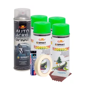   Komplettes Felgenreparatur- und Lackierset, fluoreszierendes Grün, V4
