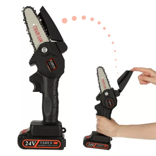 Mini elektrická reťazová píla s 24V batériou a prenosným kufríkom