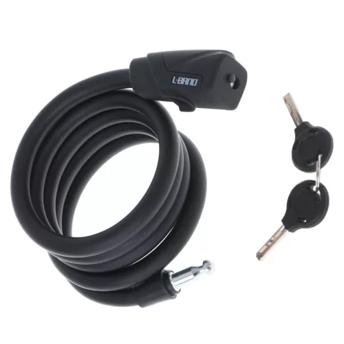 Antifurt bicicleta, Dispozitiv de blocare biciclete, spiralat, cu cheie, lungime 150cm, culoare Neagra