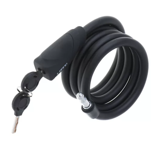 Antifurt bicicleta, Dispozitiv de blocare biciclete, spiralat, cu cheie, lungime 150cm, culoare Neagra