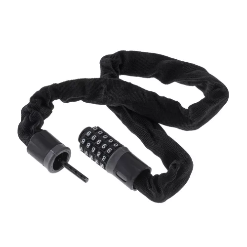 Antifurt bicicleta, Dispozitiv de blocare biciclete, Cifru cu 5 digits, lungime 90cm, culoare Neagra