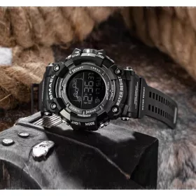   Ceas Militar pentru barbati, SMAEL, impermeabil, afisaj LED, culoare Negru
