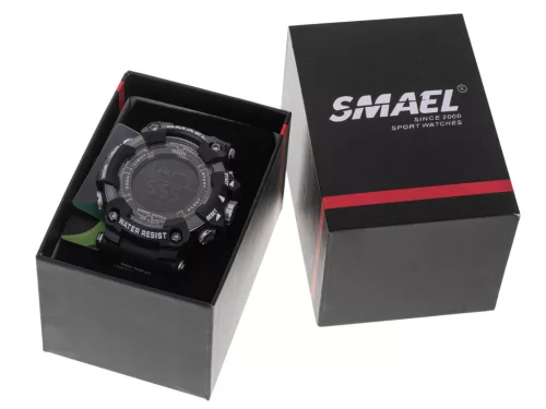Ceas Militar pentru barbati, SMAEL, impermeabil, afisaj LED, culoare Negru