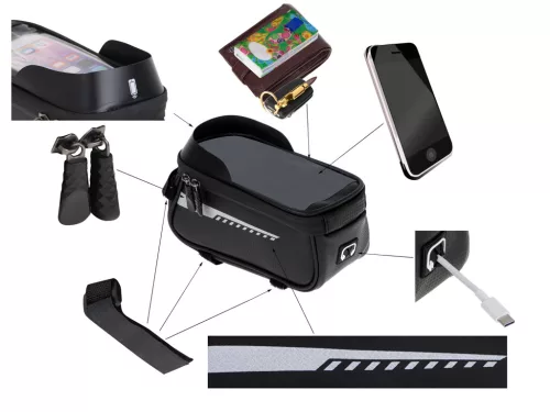 Suport Telefon IMPERMEABIL tip Geanta, montaj pe Motocicleta sau Bicicleta