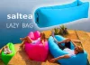 Saltea Autogonflabila "Lazy Bag" tip sezlong, 185 x 70cm, culoare Negru-Violet, pentru camping, plaja sau piscina