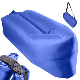   Saltea Autogonflabila "Lazy Bag" tip sezlong, 230 x 70cm, culoare Bleumarin, pentru camping, plaja sau piscina