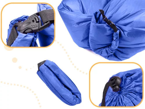 Saltea Autogonflabila "Lazy Bag" tip sezlong, 230 x 70cm, culoare Bleumarin, pentru camping, plaja sau piscina