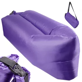   Saltea Autogonflabila "Lazy Bag" tip sezlong, 230 x 70cm, culoare Violet, pentru camping, plaja sau piscina