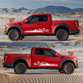   2 darabos öntapadós matricakészlet terepjárókhoz, "Erdő és hegyek" modell, 100 x 20 cm méret, fehér szín