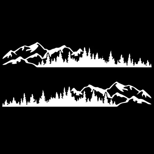 2 darabos öntapadós matricakészlet terepjárókhoz, "Erdő és hegyek" modell, 100 x 20 cm méret, fehér szín