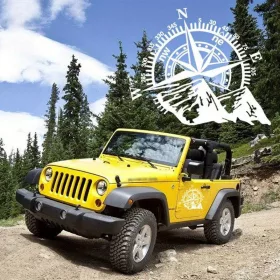   Sticker autoadeziv pentru vehicule Off Road, model "Kompass", dimensiune 44 x 55 cm, culoare Alba