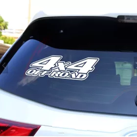   Öntapadós matrica terepjárókhoz, "4x4 Off Road" modell, 29 x 11 cm méret, fehér szín