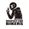 Sticker autoadeziv pentru vehicule Off Road, model "Respect For Bikers", dimensiune 17 x 12 cm, culoare Neagra