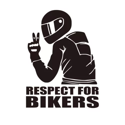 Sticker autoadeziv pentru vehicule Off Road, model "Respect For Bikers", dimensiune 17 x 12 cm, culoare Neagra