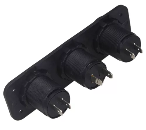 Vodotesná pomocná zásuvka pre terénne vozidlá, štvorkolky, SSV, napätie 12 V, 2 x USB a voltmeter