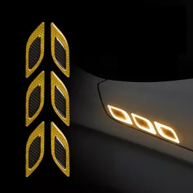   2 db-os DIAMOND fényvisszaverő matrica szett 5D karbon betéttel, sárga színben