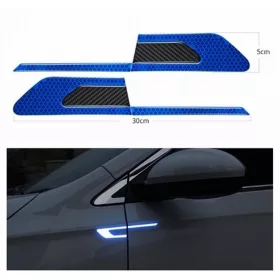   2 db-os BUMERANG fényvisszaverő matrica szett 5D karbon betéttel, kék színben