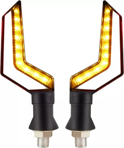 Set 2 lampi Semnalizare Moto, model BUMERANG, cu 2 functii, pozitie si semnalizare, tensiune 12V