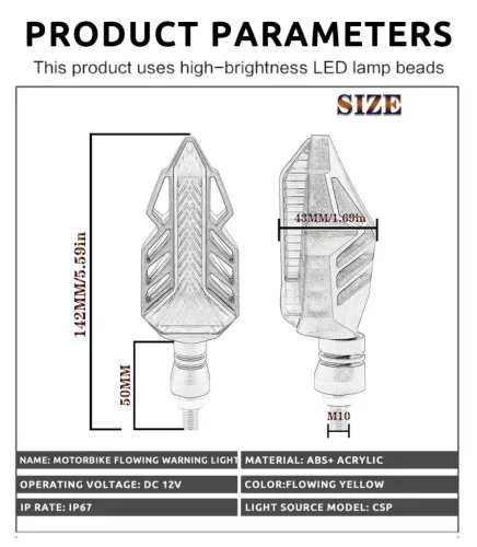 Set 2 lampi Semnalizare Moto, model T-SHAPE ARROW, tensiune 12V