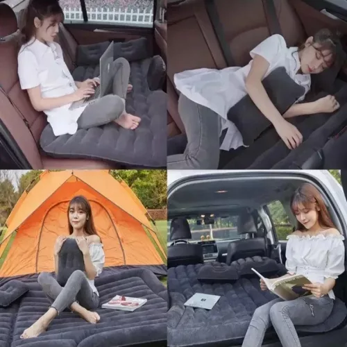 Saltea gonflabila pentru bancheta spate auto, dimensiune 138 x 85cm cu pompa electrica inclusa, culoare Neagra