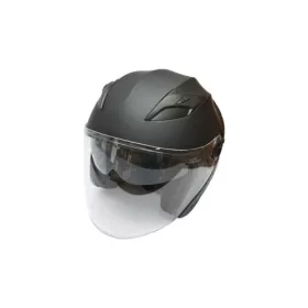   Čierna motocyklová prilba s priehľadným šiltom a slnečnými okuliarmi, veľkosť XL, model Urban