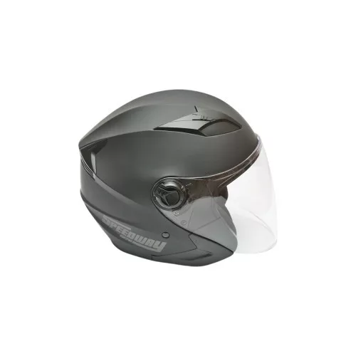 Čierna motocyklová prilba s priehľadným šiltom a slnečnými okuliarmi, veľkosť XL, model Urban