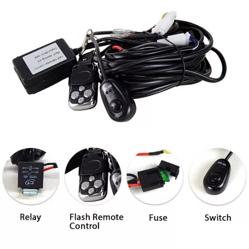 LED projektorok bekötése távirányítóval, stroboszkóp funkciókkal, relékkel és biztosítékokkal, 12 V-os tápegységgel