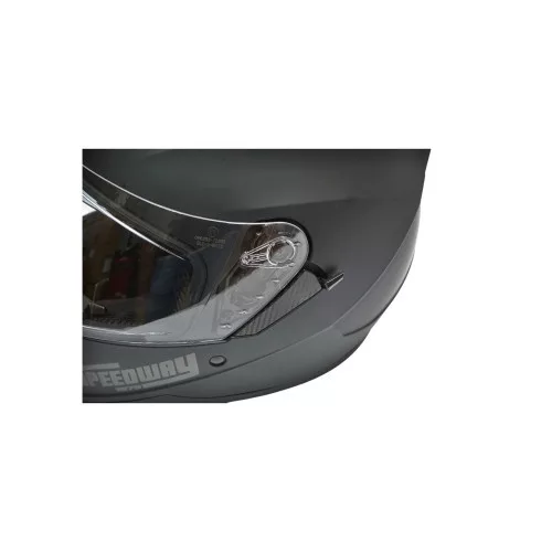 Matt fekete, teljes arcra tervezett motoros sisak átlátszó napellenzővel és napszemüveggel, L-es méret, Arcane II modell