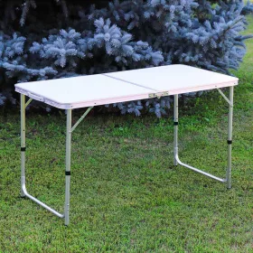   Masa Pliabila din aluminiu cu blat MDF pentru picnic, dimensiune 120 x 60 cm