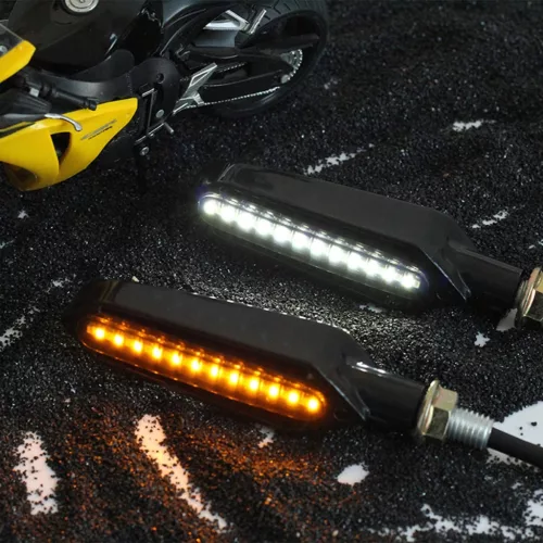 Set 2 lampi Semnalizare Moto SECVENTIALA, cu 2 functii, pozitie si semnalizare, 12V