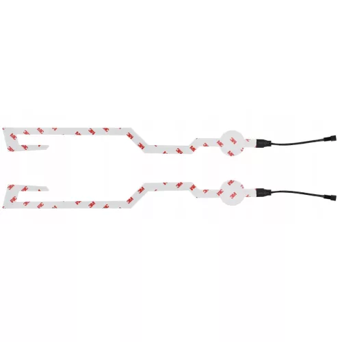 Set 2 benzi LED pentru iluminare casca moto, culoare alba, telecomanda cu fir, alimentare baterii