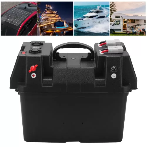 Cutie Ermetica SMART pentru baterie auto, multifunctionala cu terminale externe, voltmetru, pentru calatorii, camping, ambarcatiuni, rulote
