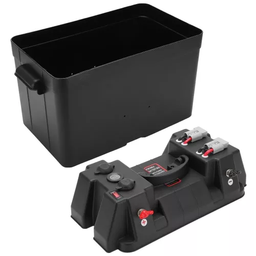 Cutie Ermetica SMART pentru baterie auto, multifunctionala cu terminale externe, voltmetru, pentru calatorii, camping, ambarcatiuni, rulote